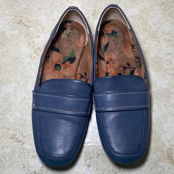 B.O.C. Womens Navy Blue Faux Leather Loafer Flats Comfort Casual Preppy Academia - Picture 3 of 8